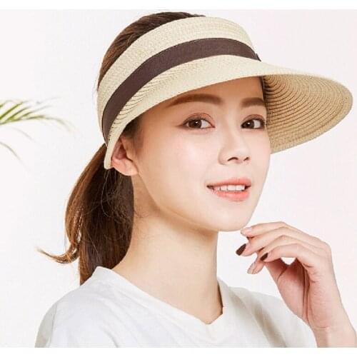 L5YC Women Wide Brim Visor Outdoor UV Protection Summer Beach Big Bow Straw Sun Hat for Beach Travel Hiking