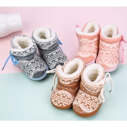 Cute Newborn Infant Baby Girls Printed Boots Soft Sole Boots Winter First Walkers Prewalker Warm Snow Shoes Booties Footwear#p4