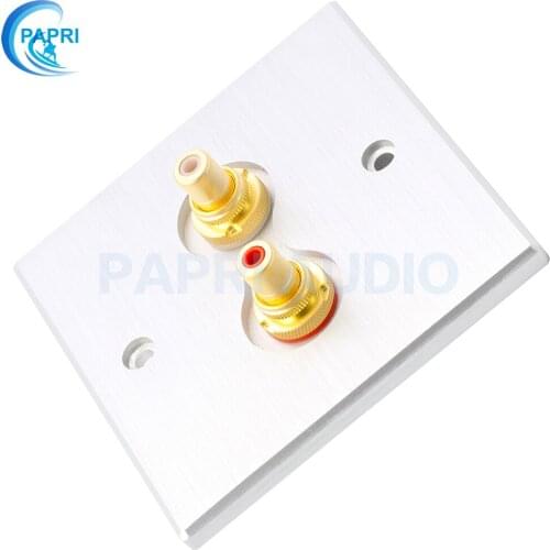 PAPRI 1PCS 2 Holes+Gold plated RCA Jack Machined Aluminum Binding Post RCA Jack Wall Plate Board Hifi DIY Audio