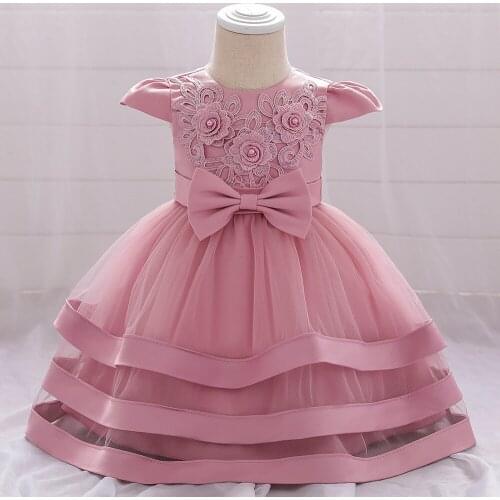 Baby Girl Princess Dresses For Baby Flower Embroidery Costume 1 Year Birthday Dress Wedding Full Moon Newborn Baby Clothing