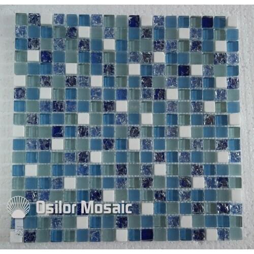Free shipping mediterranean sea cracked pattern glass crystal stone mosaic tile for bathroom or living room wall tile