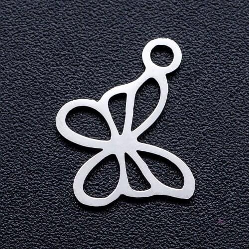 10pcs/lot Butterfly Hollow DIY Jewelry Charms Wholesale 100% Stainless Steel Finding Charm Supplies Charm for Bracelet Making