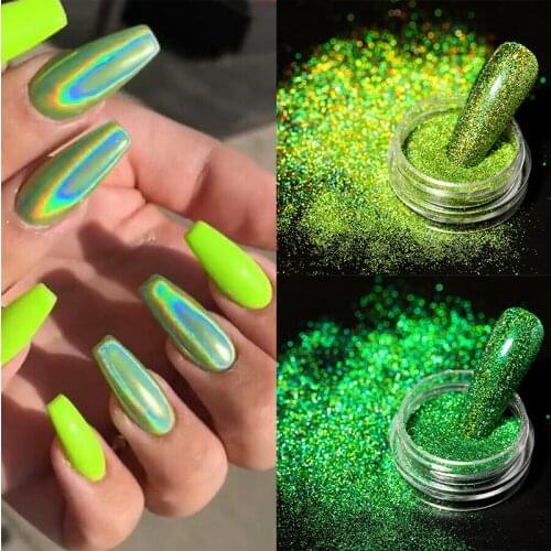 Holographics Nail Glitter Colorful Laser Pigment Nail Art Dust Mirror Chrome Shining Powder For Nails DIY Manicuring Decoration