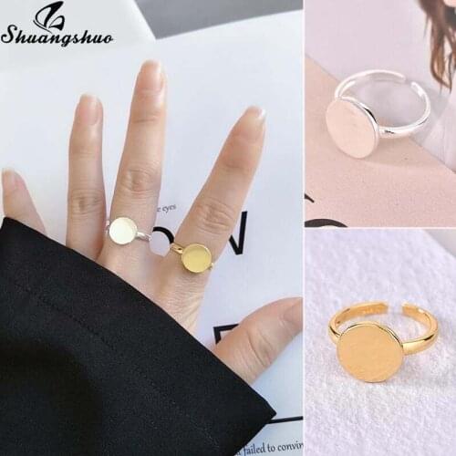 Shuangshuo Minimalist Finger Rings for Women Summer Circle Personality Sweet Gift Gold Silver Color Adjustable Fashion Jewelry