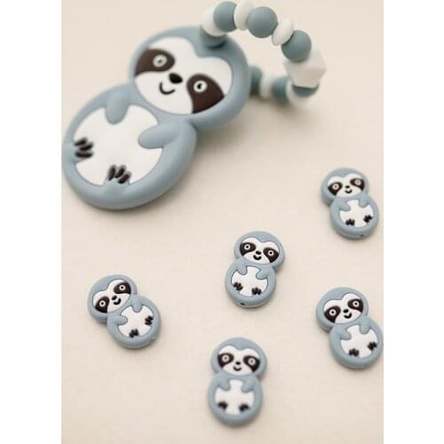 5pcs Sloth Bear Silicone Beads BPA Teething Toys Baby Diy Animal Rodent Silicone Baby Teether Babies accessories Food Grade Bead