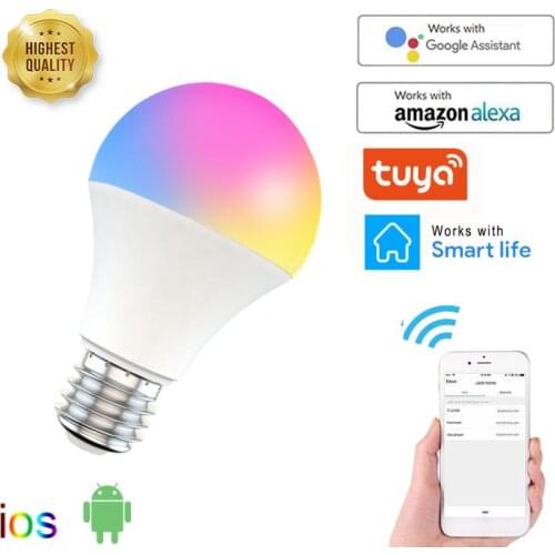 Tuya 15W WiFi Smart Light Bulb B22 E27 RGB LED Timer Lamp Dimmable With Smart Life APP Voice Control For Google Home Alexa