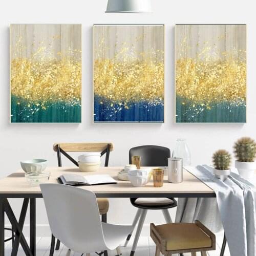 Modern Abstract Oil Painting on Canvas Posters and Prints Wall Art Golden Money Beach Pictures for Living Room Decor No Frame