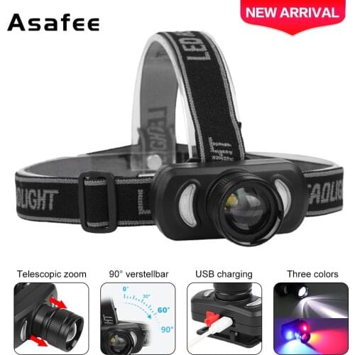 Dropshipping Mini LED Headlamp XPE LED Bike Light Headlight Head Lamp Torch Lanterna Light USB Red Blue Light Camping Cycling