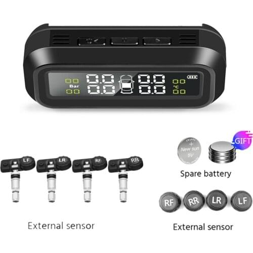 Universal TPMS Wireless Tire Pressure Monitoring System Solar Power LCD Display 4 External Sensor Tire Pressure Sensors