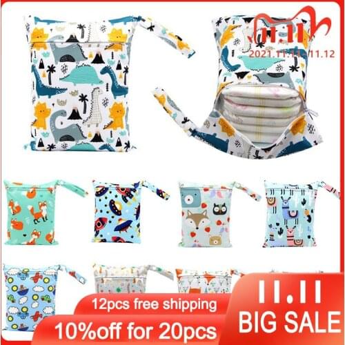 Baby Cartoon Waterproof Diaper Bag Storage Bag Snap Handle Wet Dry Waterproof Storage Nappy Diaper Bag Baby Essentials 20*25cm