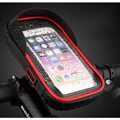 Waterproof Bicycle Phone Holder Rain Cycling Touch Screen Mount Bag Case 6.4 Inch Bike Motorcycle Sun Visor Navigation Bracket