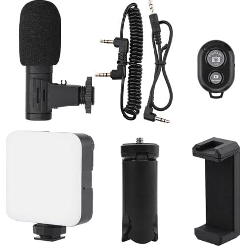 Vlogging Kit Extendable Desktop Tripod With Dimmable LED Video Light Phone Holder For Youtube Live Interview Tool Kit