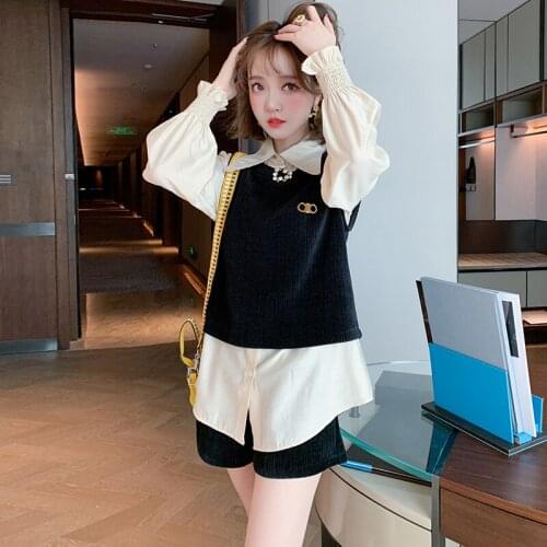 High waist, slim and retro corduroy solid color, simple and fashionable A Short pants 2021 Spring new High Quality Top Quality
