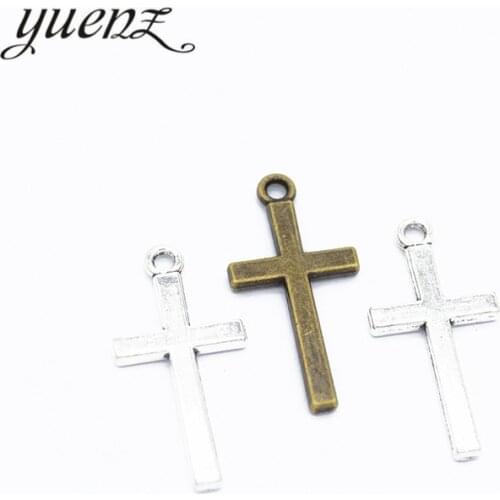 YuenZ 20pcs Antique Silver color Plated cross Charms Pendants Jewelry Making Bracelet Accessories Diy Crafts Handmade T70