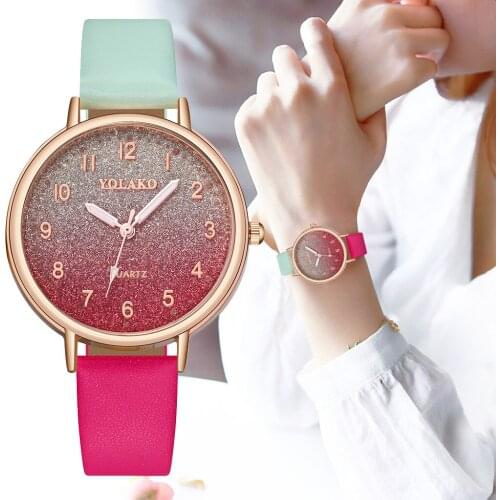 Top Brand High Quality Fashion Simple Gradient Dial With Diamond Belt Ladies Quartz Watch Quartz Wrist Watch clock saat Gift