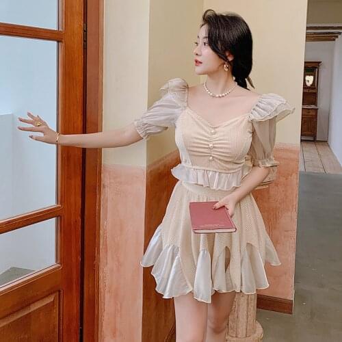 Swimsuit Women Swimwear Bathing Suit Rashguard Female Separate Skirt 2021 New Champagne Web Hot Print Polyester Sierra Surfer