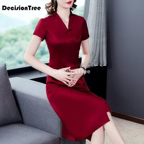 2021 vintage chinese style cheongsam womens satin qipao sexy party dress mujer vestidos chinese dress cheongsam oriental dress