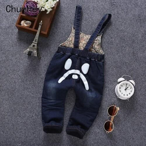 Top Quality 1- 4Years Winter Warm Velvet Jeans Overalls Infant Long Pants Baby Toddler Girls Boys jumpsuit Rompers