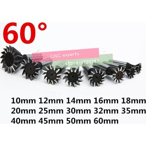 1Pcs 60 Degree HSS Dovetail Milling Cutter 10mm 12mm 14mm 16mm 18mm 20mm 25mm 30mm 32mm 35mm 40mm 45mm 50mm 60mm Dovetail Cutter