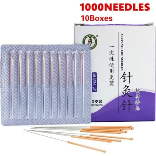 10Box Chinese Medicine Meridian Acupoint Relax Acupuncture Needle Beauty Filiform Needle Sterile Non-silver Needle Copper Handle
