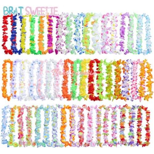 10pcs Hawaiian Leis Necklace Garland Artificial Flowers Leis Hawaii Party Supplies Beach Fun Wreath Decoration Kids Gifts