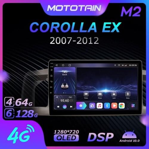 1280*720 Android 10.0 Mototain Car Multimedia Auto Radio for Toyota COROLLA EX 2007 - 2012 4G LTE Audio GPS Player 8 Core