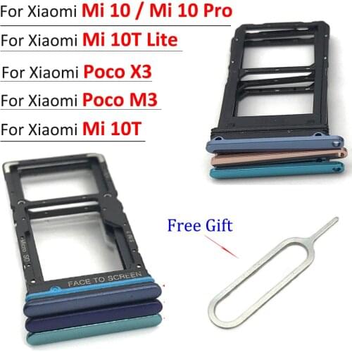 2pcs/lots For Xiaomi Mi 10 Mi10 Pro Mi 10T 10t Lite Poco X3 Micro Nano SIM Card Holder Tray Slot Holder Adapter Socket