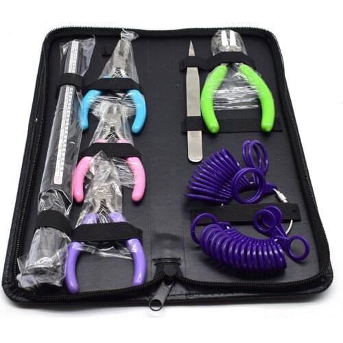 7PCS Jewelry Making Repair Tool Kit Set Equipment with Plies Scissor Beading Tweezers Mandrel Finger Size Gauge Circle Models