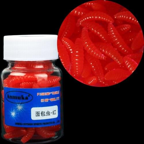 80pcs 2cm Maggot Grub Soft Warms Artificial Baits Hooks Smell Worm Earthworm Fishing Lures for Trout Bass Fishing Accessories