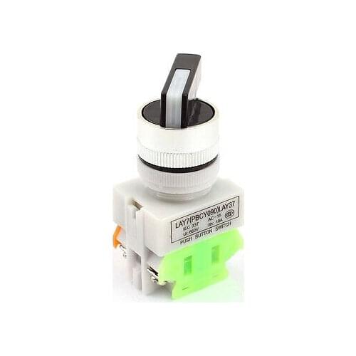 AC 660V 10A 23mm Locking DPST 1NO 1NC Rotary 2 Position Selector Switch