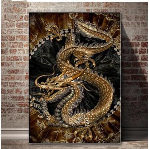 New diamond embroidery Chinese golden dragon wall art 5D DIY full diamond painting square round drill 3d rhinestone mosaic