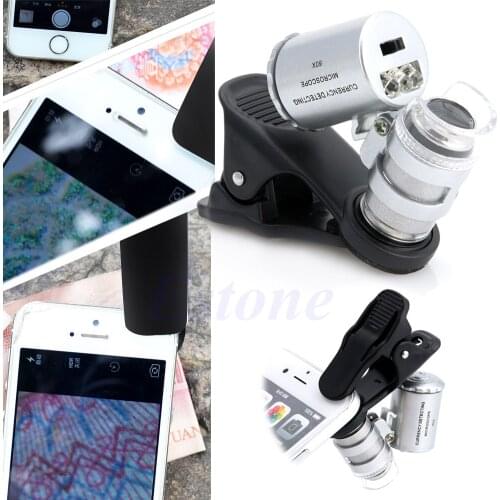 ANENG 60X Microscope Jeweler Loupe Lens LED Mobile Phone Magnifier Glass For iPhone