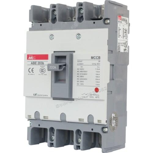 Moulded Case Circuit Breaker MCCB 50A 60A 75A 100A 125A 150A 175A 200A 225A 3p 3 pole 50Hz 600V ABE-203b LS ELECTRIC