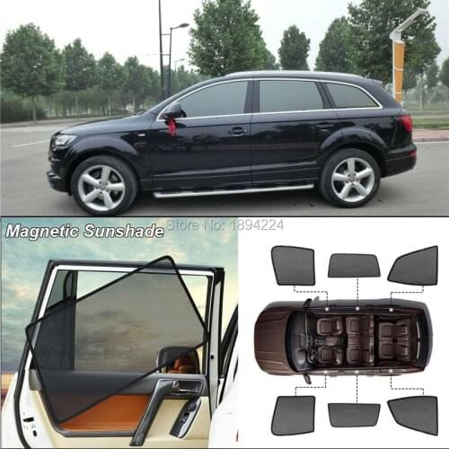 Car Full Side Windows Magnetic Sun Shade UV Protection Ray Blocking Mesh Visor For Audi Q7 2006-2015