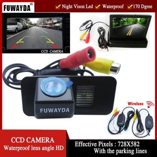 FUWAYDA Wireless CCD Car RearView Camera for FORD MONDEO/FIESTA/FOCUS HATCHBACK/S-Max/KUGA,with 4.3Inch foldable LCD TFT Monitor
