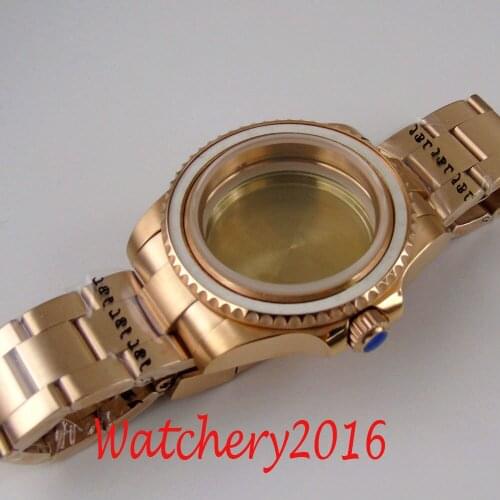 Fit for NH35 NH35A NH36 NH36A movement Oyster Watch Bracelet Full Rose Gold Plated no Bezel Insert Bliger 40MM Watch Case Parts