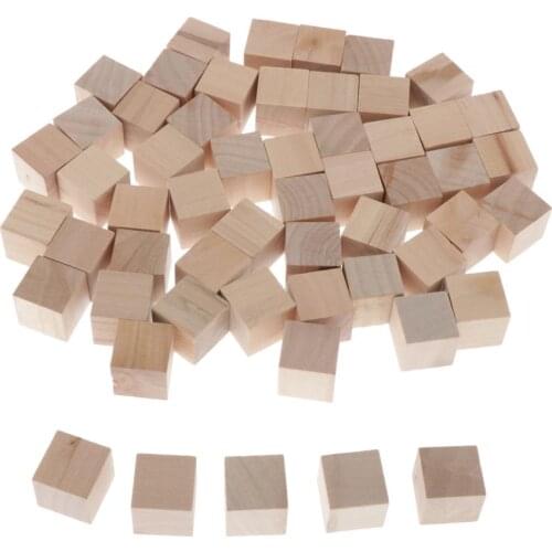 2cm Wooden Cubes 50pcs Unfinished Square Wood Blocks for Kids Math Teaching Crafts & DIY Projects