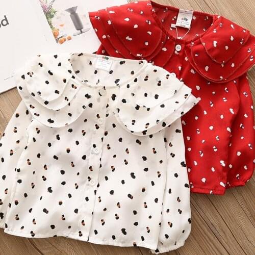 Kids Shirts 2020 Korean Fashion Printing Long Sleeves Tops for Girl Toddler Baby Shirt High Quality Chiffon Toddler Girls Blouse