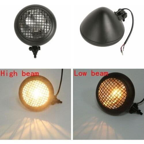 Motorcycle 6.7" Clear/Orange Lens Grille High/Low Beam Headlight Lamp For Harley Choppers Bobber Cafe Racer Cruiser