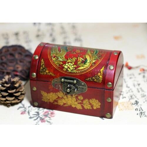 Exquisita caja de madera coleccionable clásica china con hermosos diseños de dragón Fénix