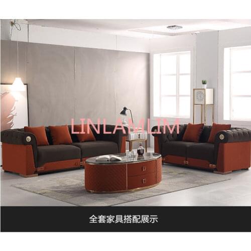 Living room Sofa set диван мебель кровать muebles de sala 2+3 seater real genuine leather sofa cama puff asiento + coffee table