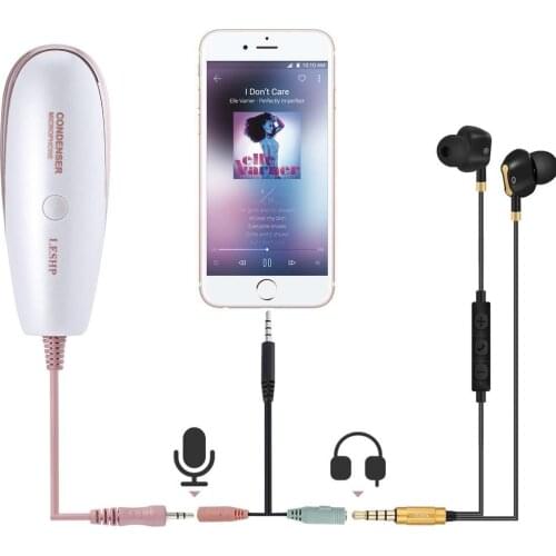 3.5mm Condenser Microphone Adjustable Streamline Studio Recording with Headphone Splitter for Video Chatting Singing