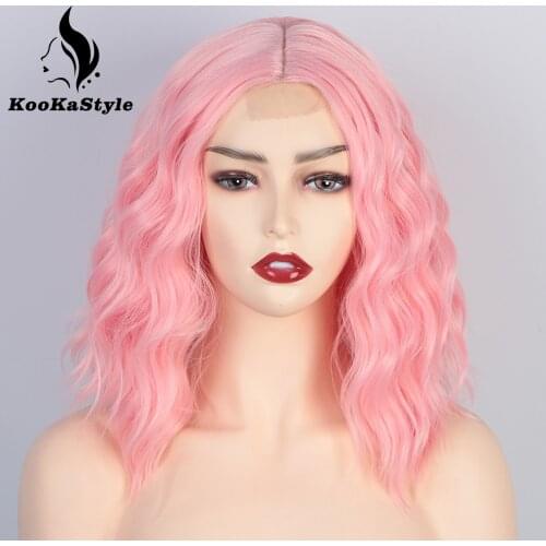 KookaStyle Short Wigs Synthetic Bob Wigs for Black Women Wave Pink Wigs Heat Resistant Natural Hairline Hair Blonde/Red/Blue