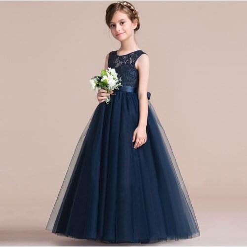 Short Navy Blue Lace Princess Dress Tutu Party Dress Pageant Dress For Girls 2 4 6 8 10 12 14 Years