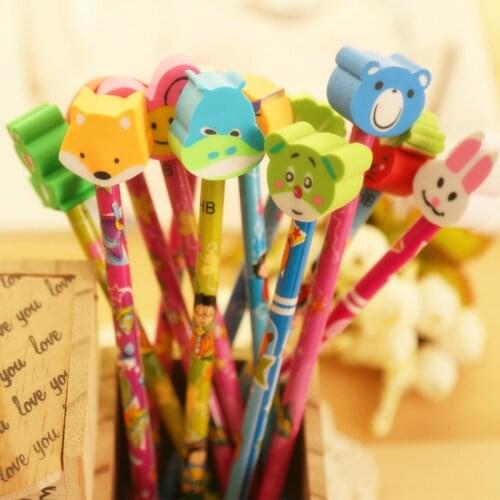 Creative company gifts with rubber eraser school hb pencil stationary Pupils prizes birthday cute gifts