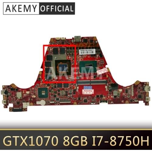 Akemy GX531GM for asus ROG Zephyrus S GX531GS 15.6 inch laptop motherboard SR3YY I7-8750H DDR4 GeForce GTX 1070 8GB