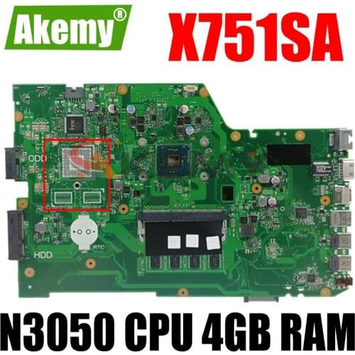 X751SA motherboard N3050 CPU DDR3L 4GB RAM For ASUS X751S X751SA X751SV Laptop mainboard 90NB07M0-R00050 Tested free shipping