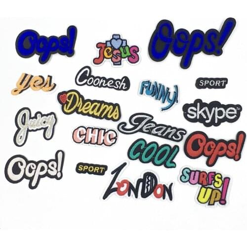 Fashion Style English Alphabet Hot Melt Glue Patch Embroidery Patch Stripe DIY Decoration Clothes Applique Clothing Accessories