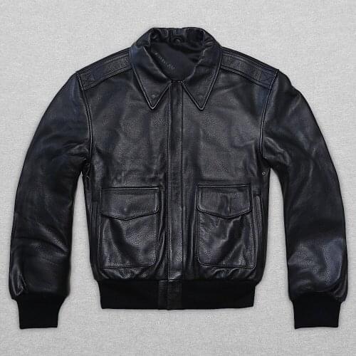 2020 New Mens Genuine Leather Jacket Casual Thick Cowhide Fat loose big yards S-XXL Russia Winter Coats Free Shipping