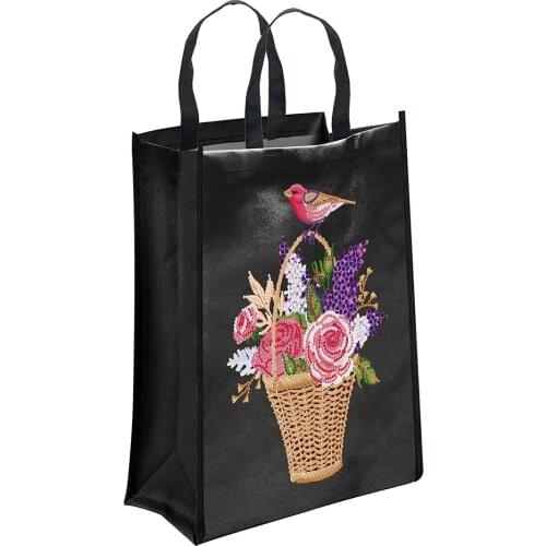 DIY Christmas Cartoon Iron-on Transfer Diamond Painting Kit Cute Flower Basket Resin Drawing for Eco Shopping Bag Heat Press